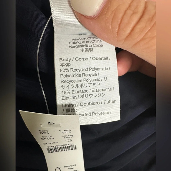 J.CREW NWT Ruched Square Neckline Navy One Piece Bathing Suit Size 22 - Picture 9 of 11